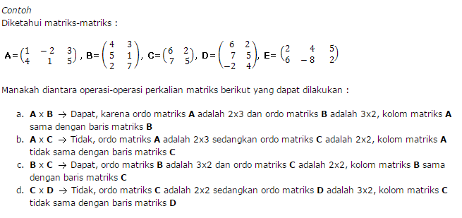 contoh soal matematika perkalian matriks